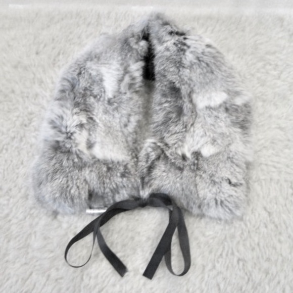 Axes Simo Rabbit Fur Collar With Tie - Picture 3 of 6